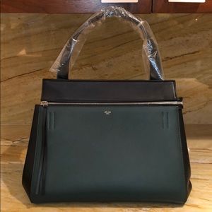 Céline Authentic Edge Bag in Black/Forest Green